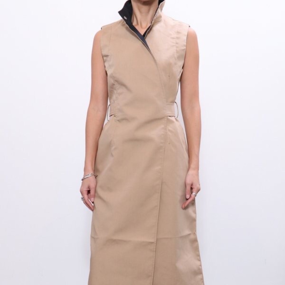 ISO 🌸 Ganni Double Cotton Dress - color Tannin - size 32, XXS